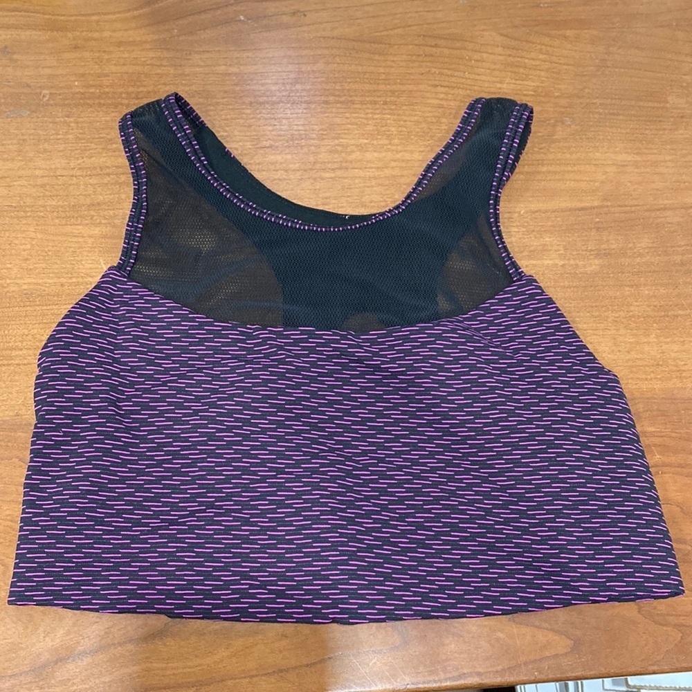 Lululemon Women's Gear Up Mesh Black Purple Activewear Athletic Sports Bra Sz 6